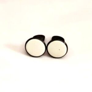 Vintage 40s 50s White Enamel Brass Cufflinks